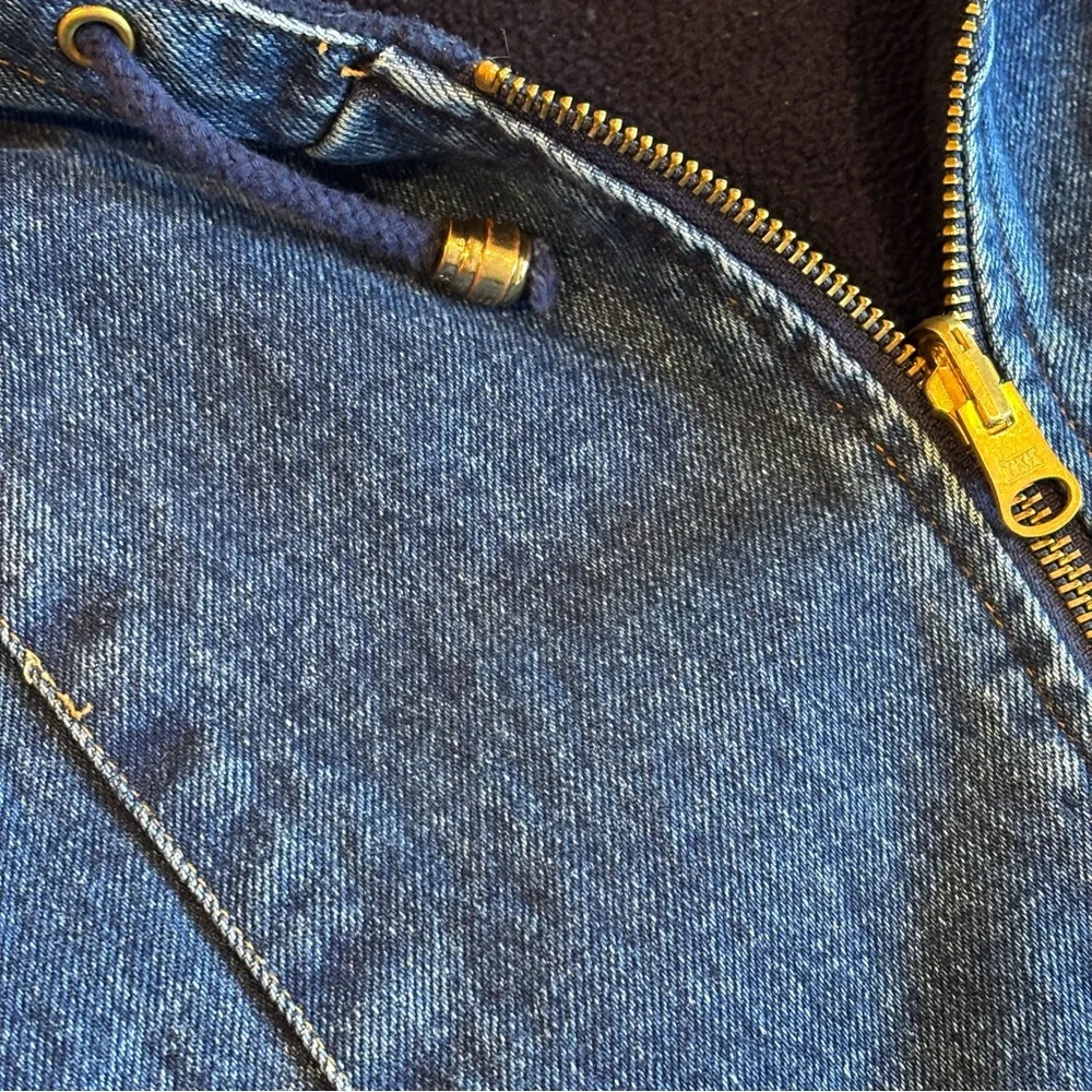 VINTAGE BASIC EDITIONS 90s Denim Zip Up Hoodie Jacket 100% Cotton Size‎ Small